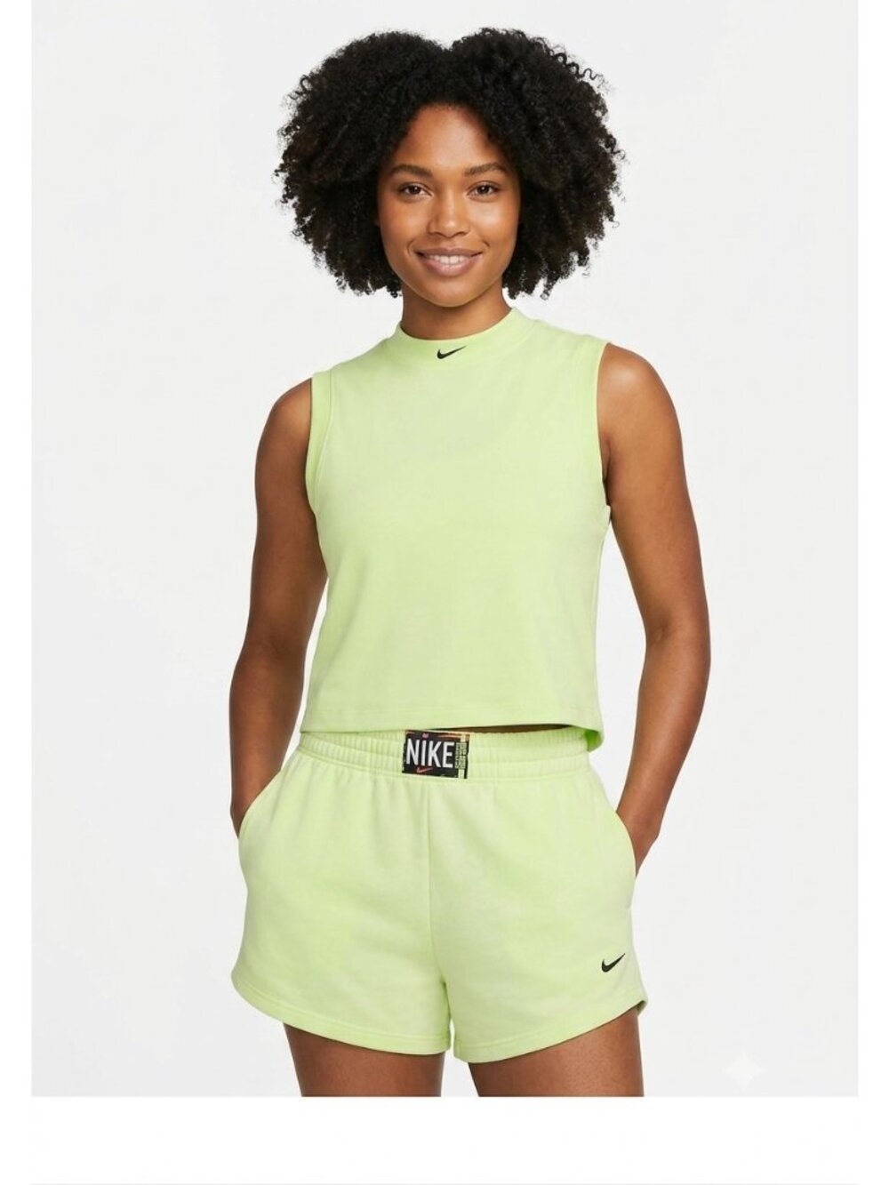 Nike Sportswear Wash Tank and Shorts Matching Set Ghost Green sz  XL 100% Cotton